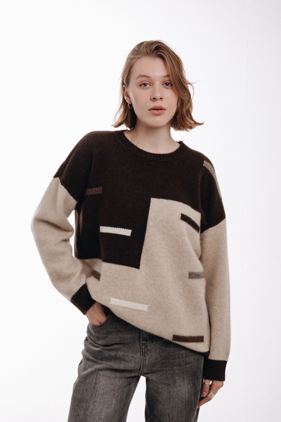 Купить Кофта из 100% пуха яка двухцветная 