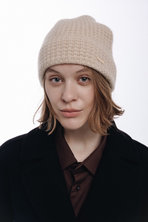 Купить Шапка с узором из 100% кашемира бежевая 