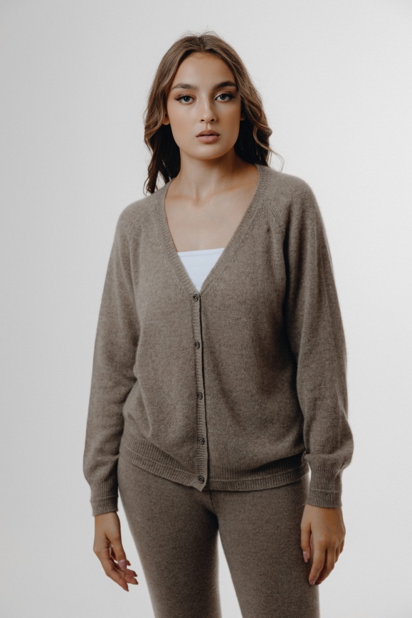 Купить Кардиган из 100% кашемира цвета капучино 