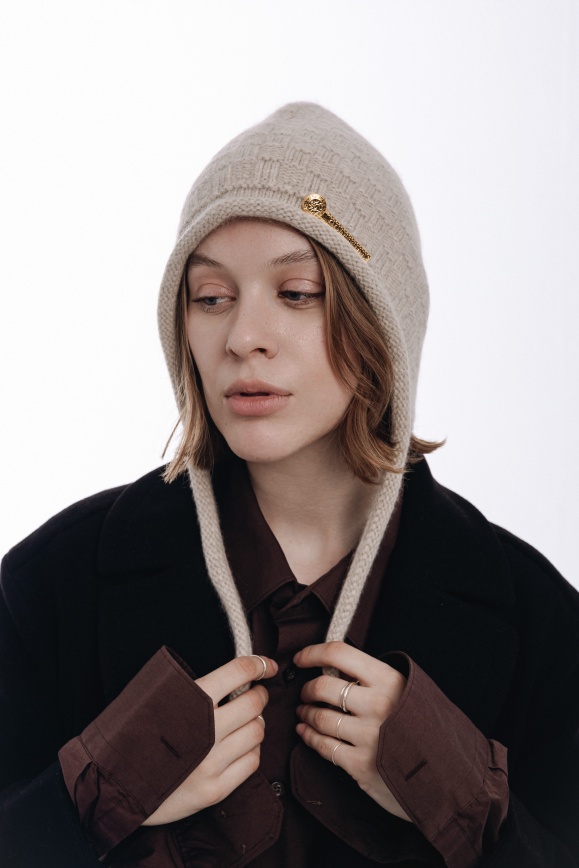 Купить Шапка из 100% пуха яка бежевая 