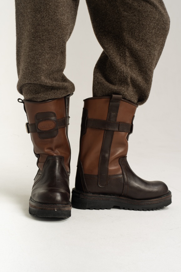 Купить Сапоги тёплые из натуральной кожи коричневые 