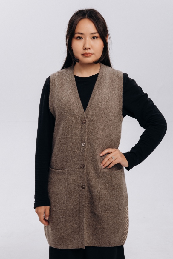 Купить Жилет на пуговицах из 100% шерсти яка серый 