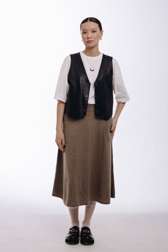 Купить Юбка из 100% кашемира цвета капучино 