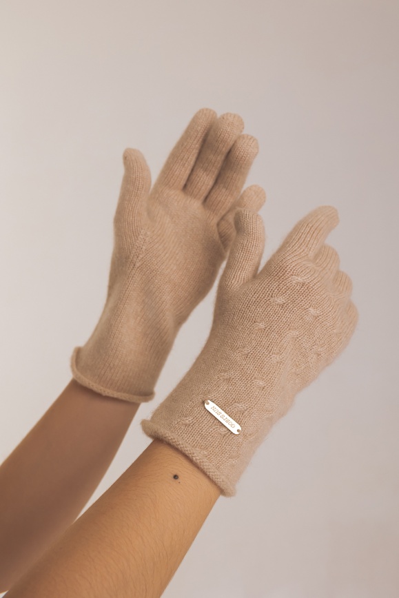 Купить Перчатки бежевые из 100% кашемира 