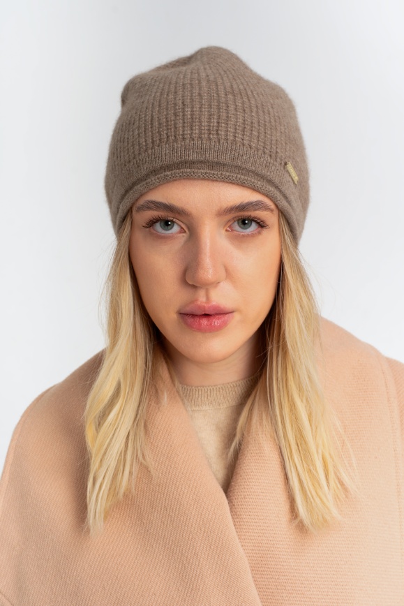 Купить Шапка капучино из 100% кашемира  Купить Шапка капучино из 100% кашемира