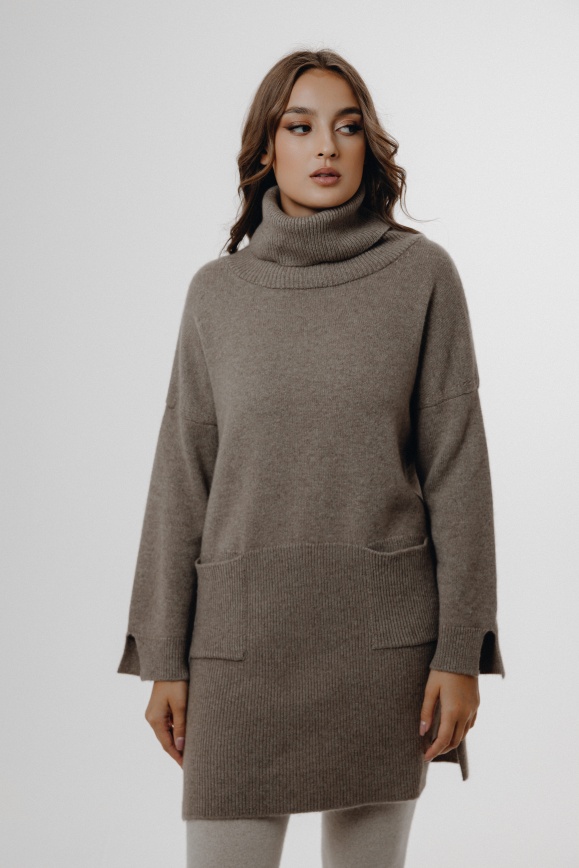 Купить Туника из 100% кашемира цвета капучино 