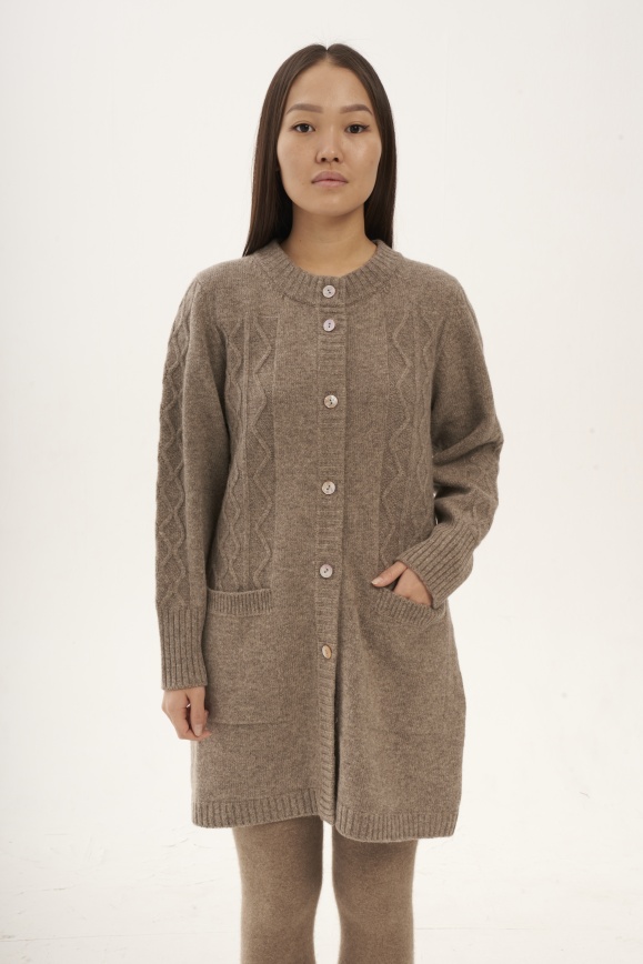 Купить Кардиган на пуговицах серый из 100% шерсти яка 