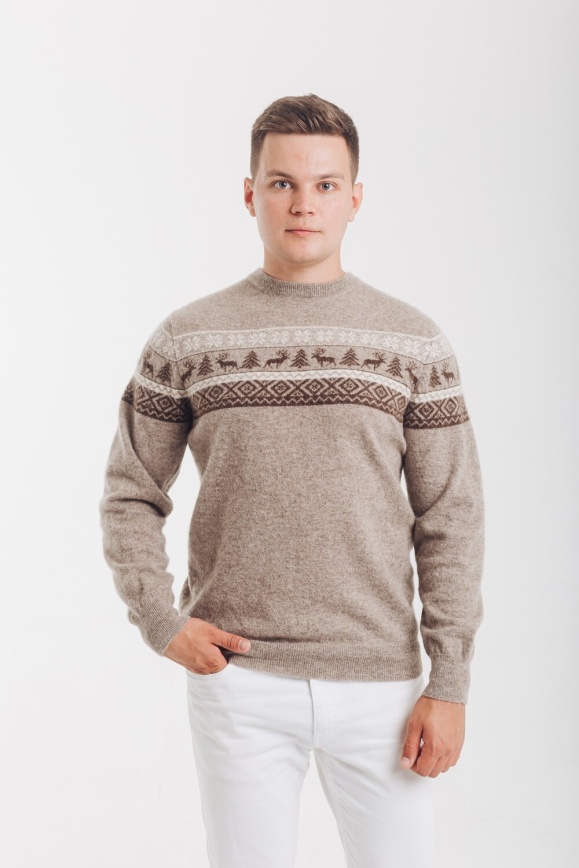 Купить Джемпер серый из 100% шерсти яка 