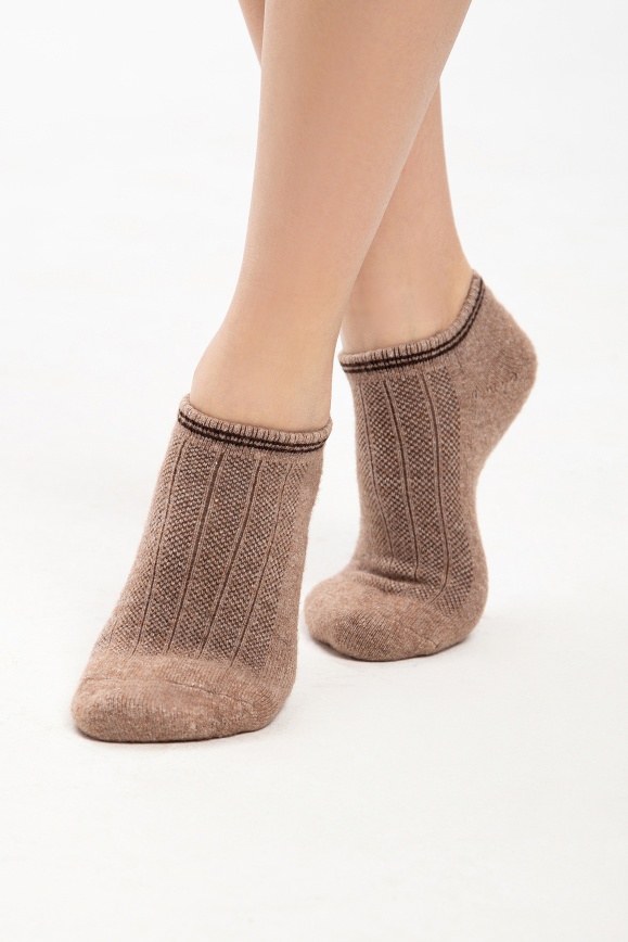 Купить Носки короткие из 70% шерсти яка цвета капучино 