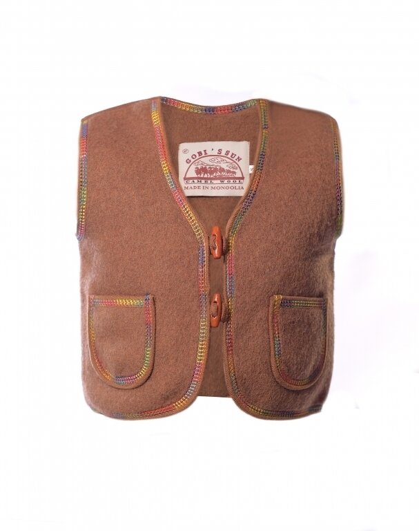 Купить Жилетка песочная детская на пуговицах из 100% шерсти верблюда 