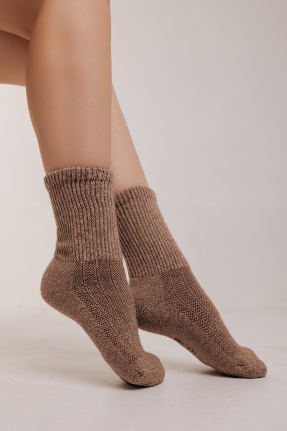 Купить Носки из 70% шерсти яка цвета капучино 
