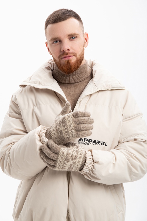 Купить Перчатки серые с узором "Снежинка" из 100% шерсти яка 