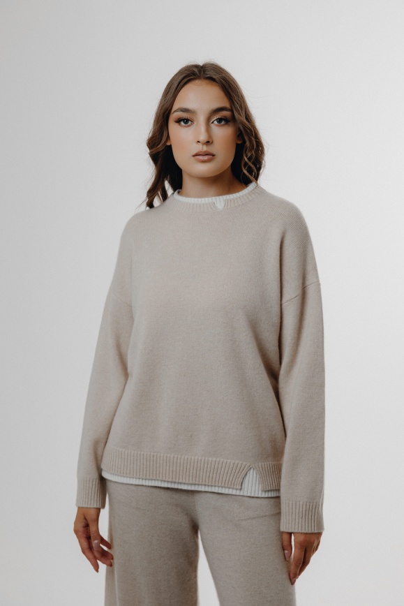 Купить Пуловер из 100% кашемира бежевое 