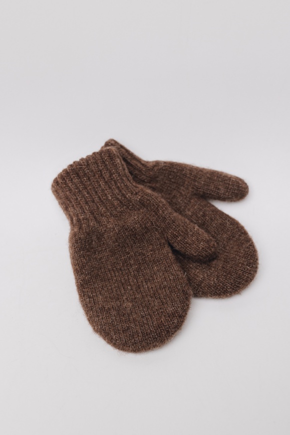 Купить Детские варежки коричневые из 100% шерсти яка 