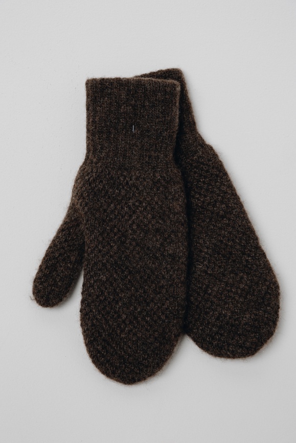 Купить Варежки букле коричневые из 100% шерсти яка 