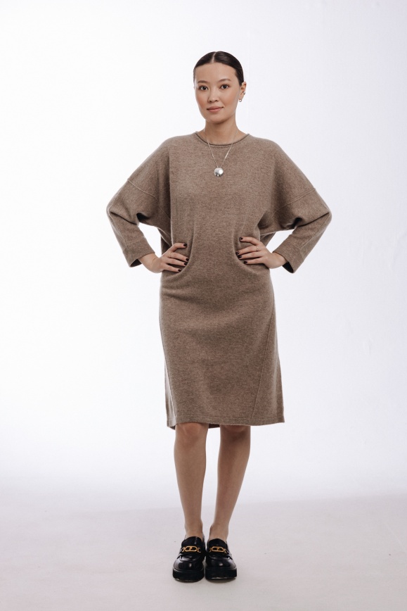 Купить Платье из 100% кашемира цвета капучино 