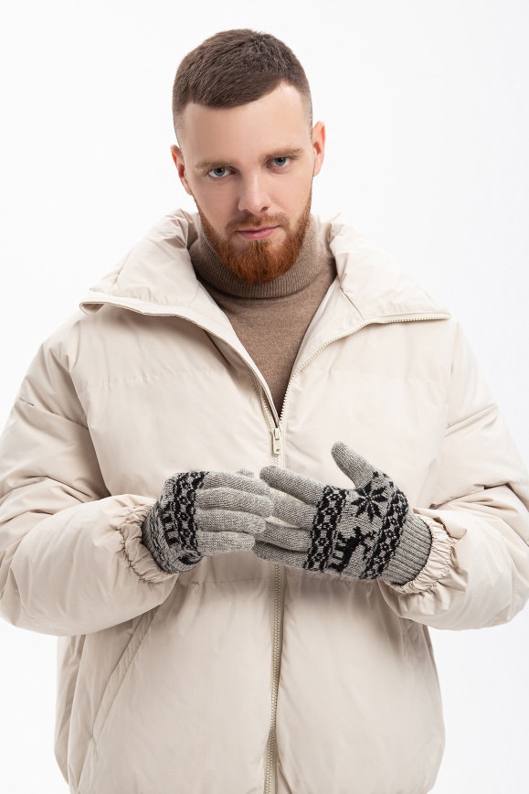 Купить Перчатки серые "Снежинка" из 100% шерсти яка 