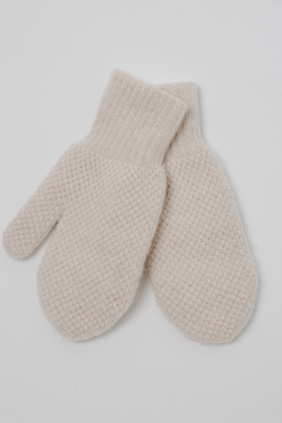 Купить Варежки букле из 100% шерсти верблюда белые 