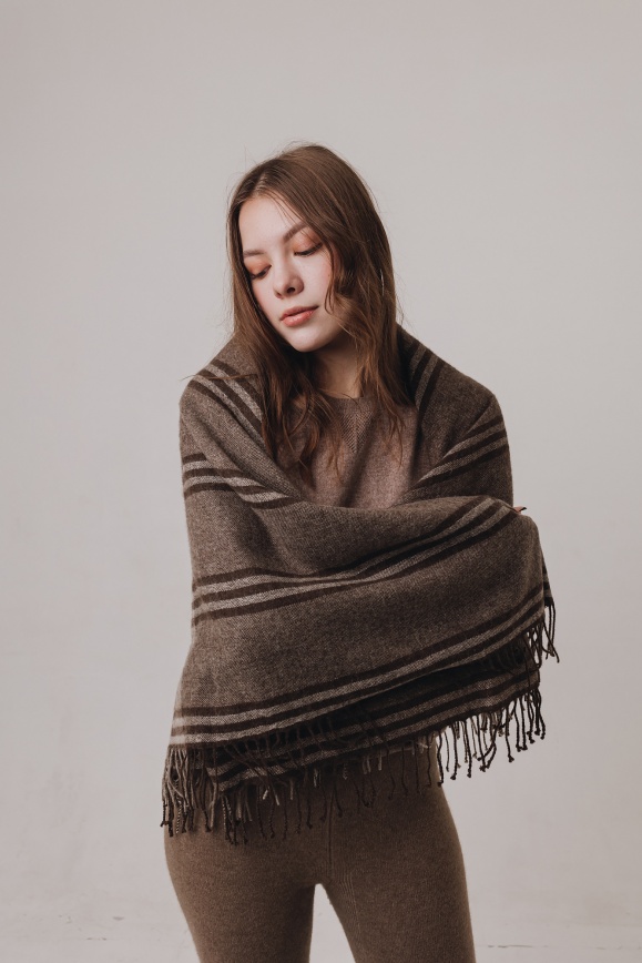 Купить Платок из 100% шерсти яка коричневый 