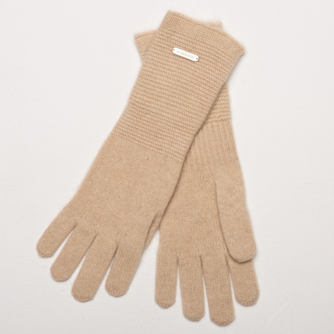 Купить Перчатки бежевые удлиненные из кашемира 