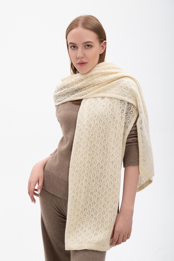 Купить Палантин из 100% шерсти верблюда белый 
