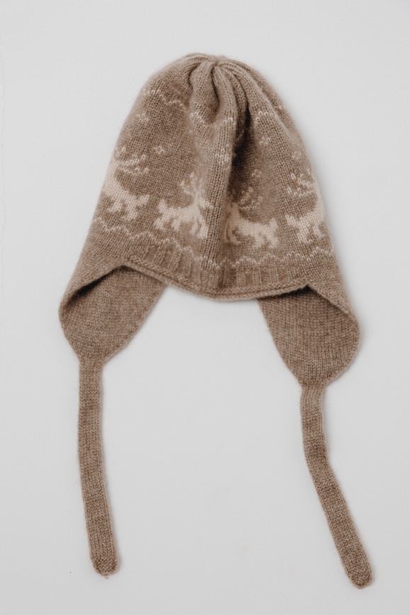 Купить Шапка-ушанка детская из 100% кашемира цвета капучино (3-5 лет) 