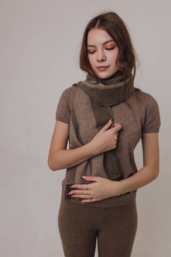Купить Шарф из 100% шерсти яка цвета капучино 