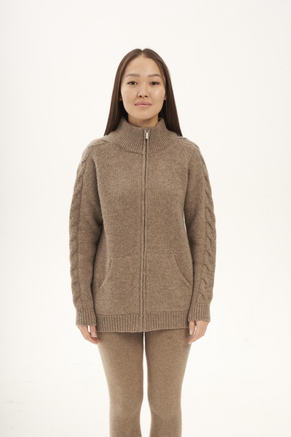 Купить Кофта на молнии из 100% шерсти яка серая 