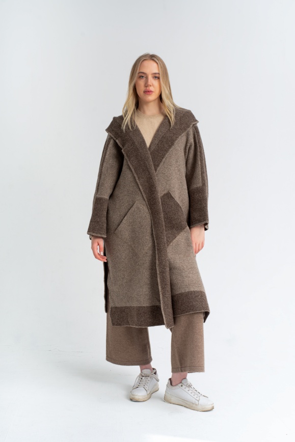 Купить Пончо из 100% шерсти яка цвета капучино 