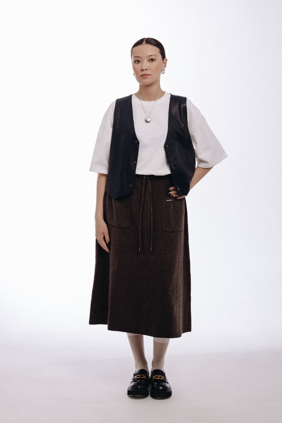 Купить Юбка коричневая из 100% шерсти яка 