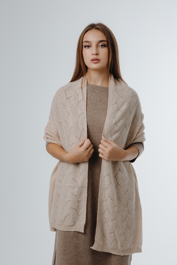 Купить Палантин молочный из 100% кашемира 