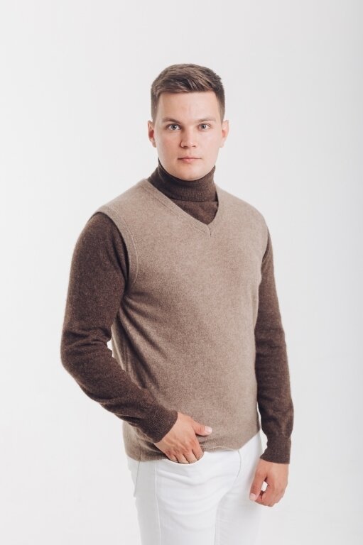 Купить Безрукавка из 100% кашемира цвета капучино 