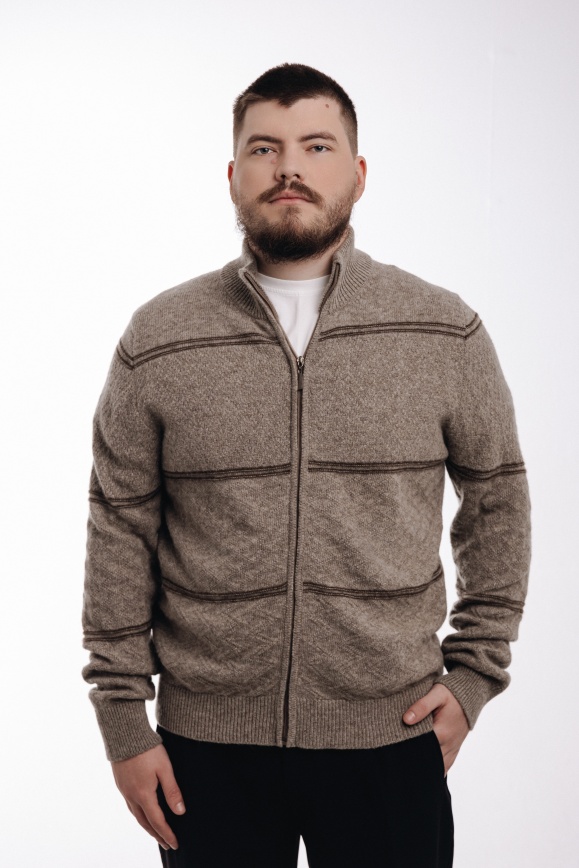 Купить Кардиган серый из 100% шерсти яка 