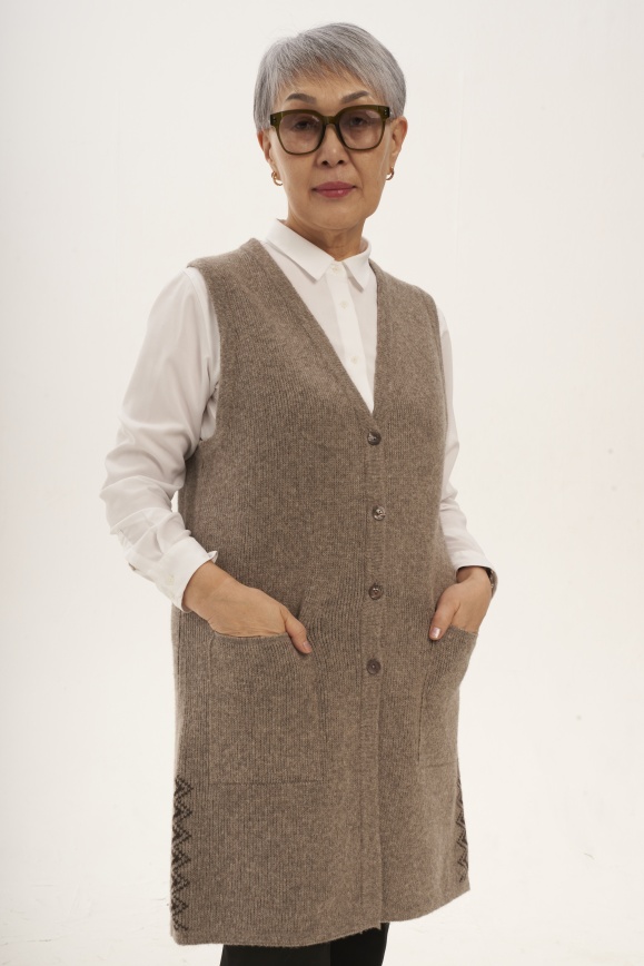 Купить Жилет на пуговицах серый из 100% шерсти яка 