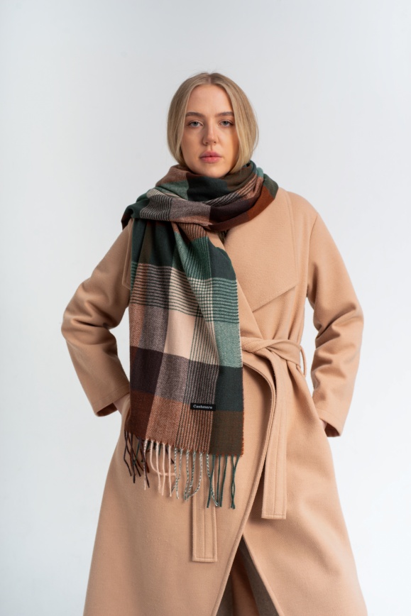 Купить Палантин в клетку из 50% кашемира и 50% шерсти яка 