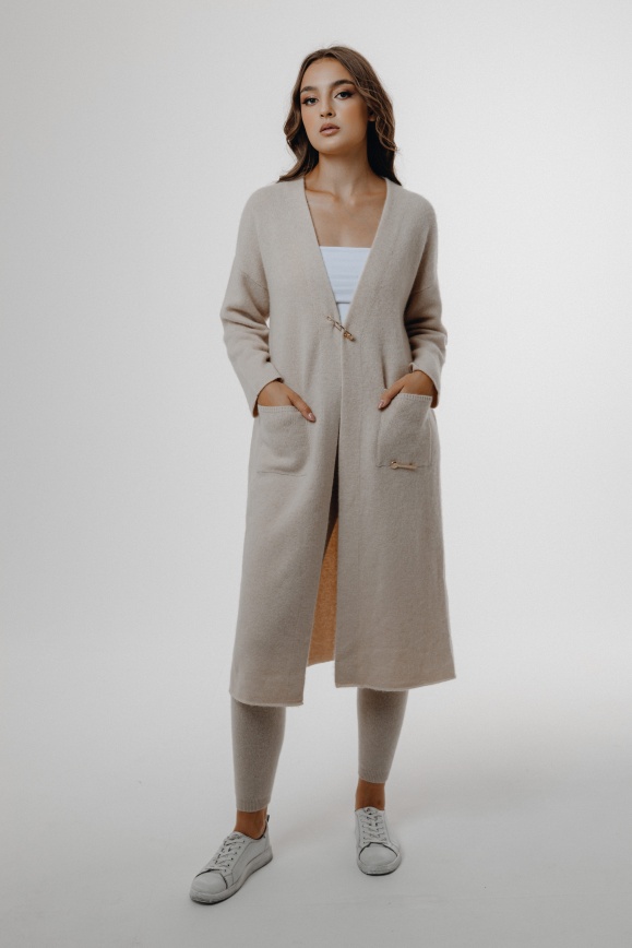 Купить Пальто из 100% кашемира бежевое 