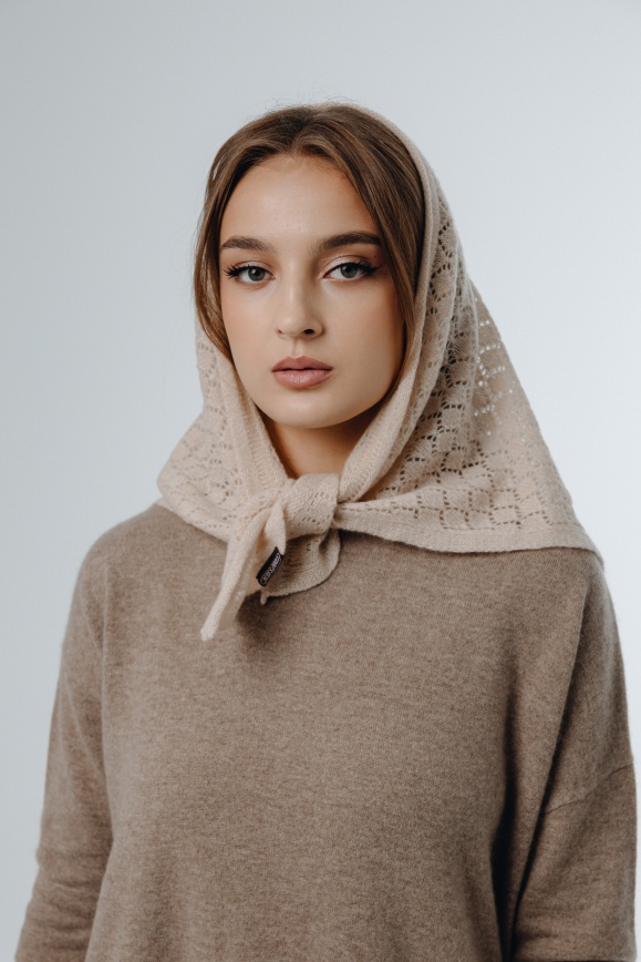 Купить Косынка из 100% кашемира бежевая 