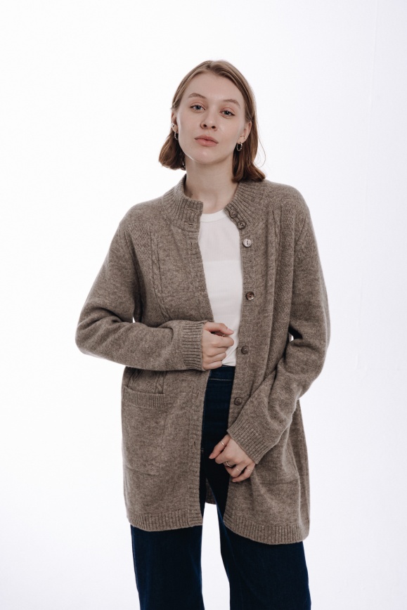 Купить Кардиган с узором из 100% шерсти яка цвета капучино 