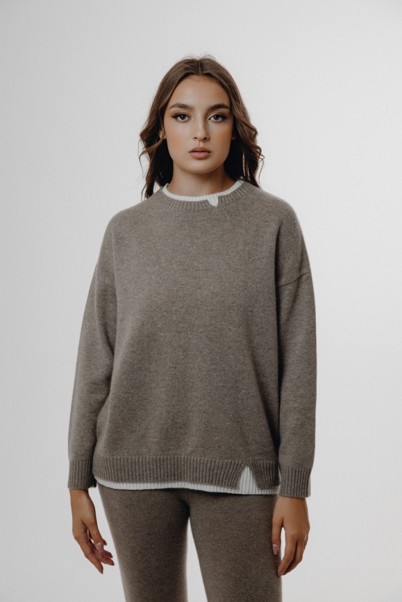 Купить Пуловер из 100% кашемира цвета капучино 