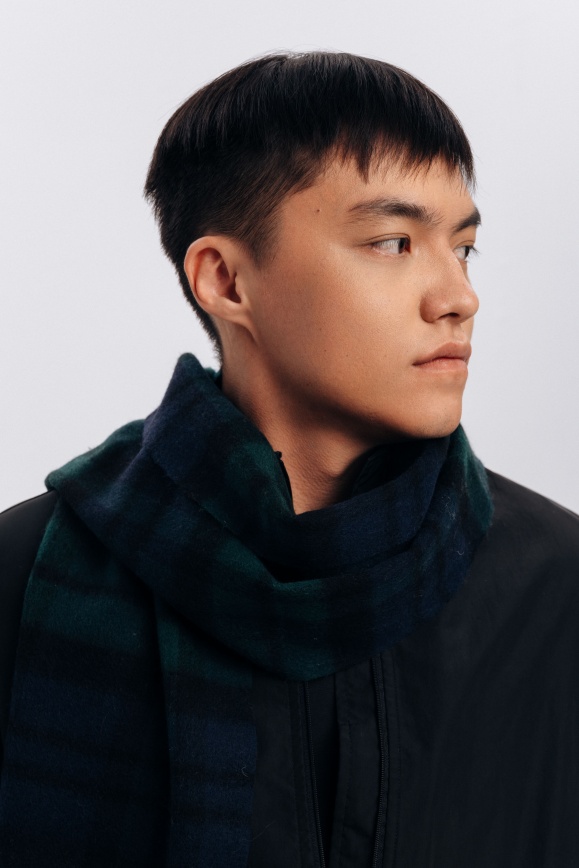 Купить Шарф с узором из 100% шерсти яка тёмно-синий 