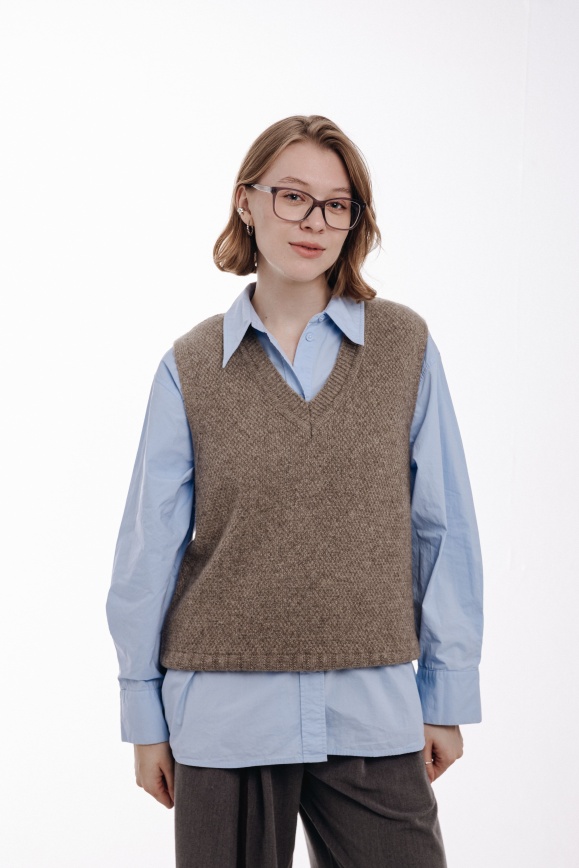 Купить Жилет из 100% шерсти яка цвета капучино 