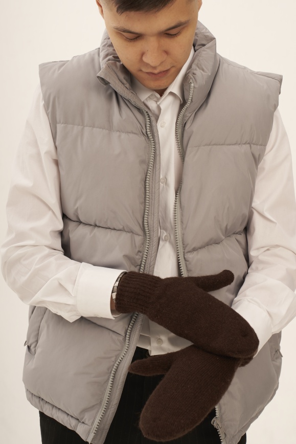 Купить Варежки из 100% шерсти яка коричневые мужские 