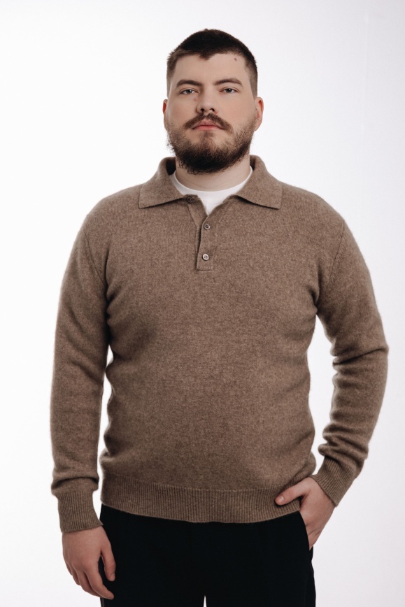 Купить Поло из 100% кашемира цвета капучино 