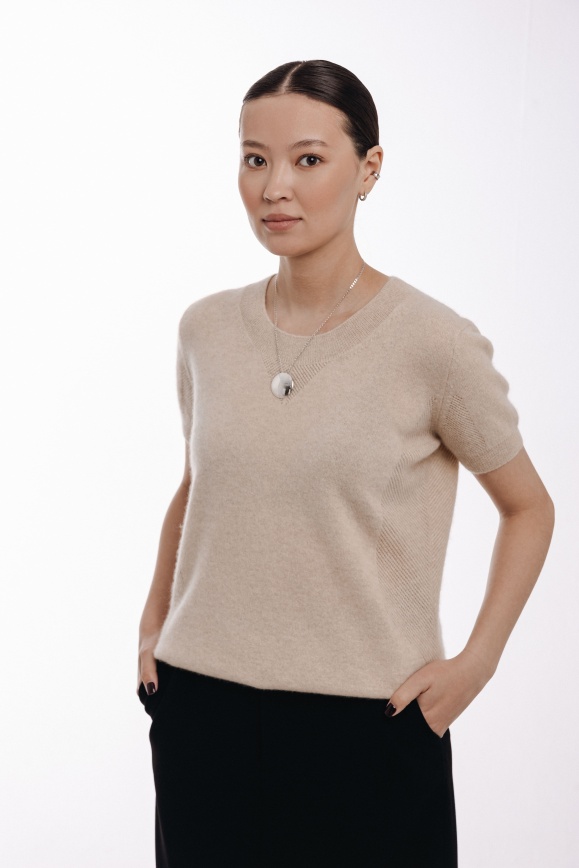 Купить Футболка из 100% кашемира бежевая 
