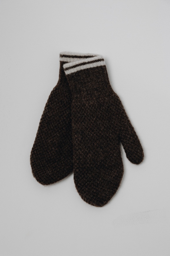 Купить Варежки букле шоколадные из 100% шерсти яка 