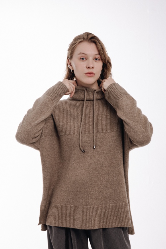 Купить Свитер c горлом из 100% кашемира цвета капучино 