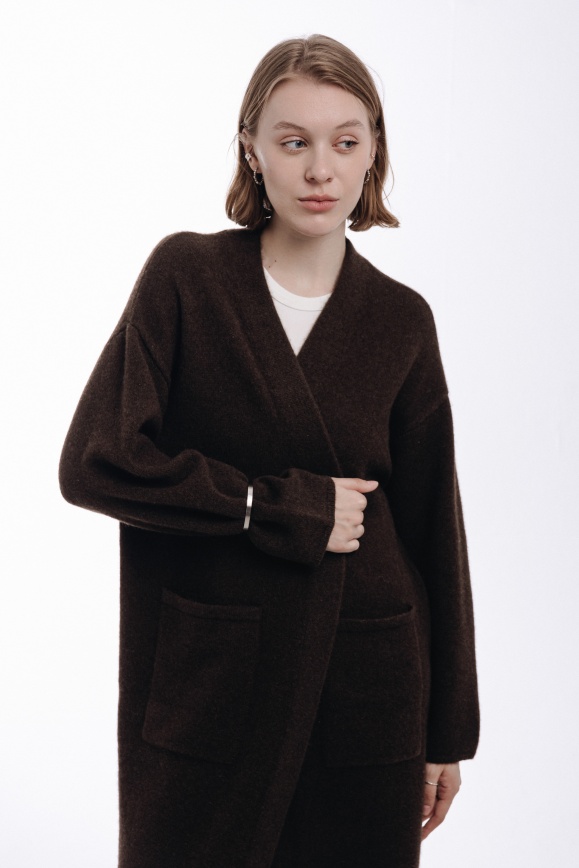 Купить Пальто коричневое из 100% пуха яка 